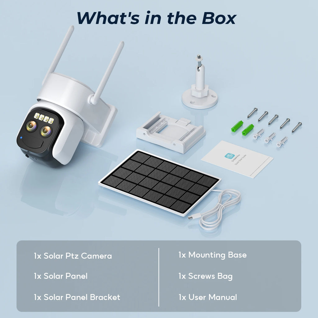 10MP Outdoors Solar Camera 5K PTZ IP 5G Wifi Camera Built in 7500Mah Battery Human Ai Auto Detect Tracking Surveillance Camera