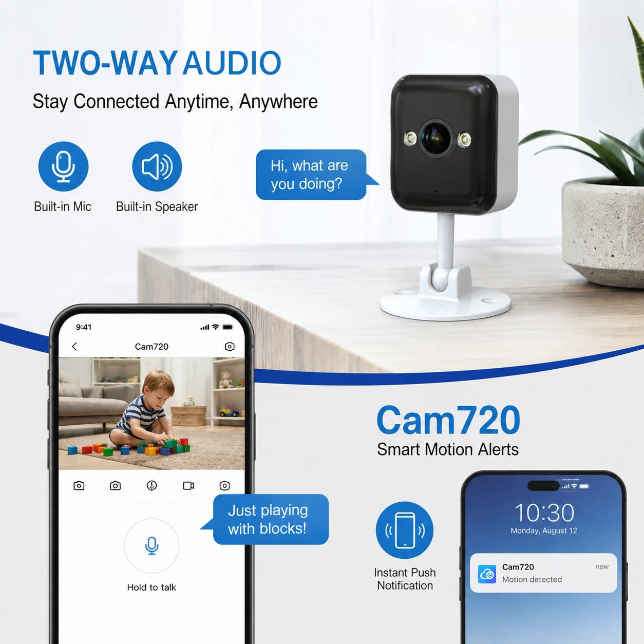 JOOAN 1080P Wifi Security Camera Outdoor&Indoor 5X Zoom Motion Detect Two-Way Audio Smart Home Security IP Camera for Baby & Pet