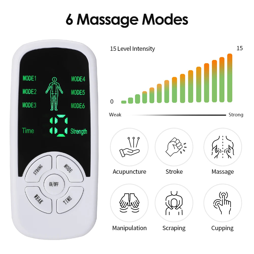 Back Massage Instrument: 6-Mode TENS Electric Massager & Heat Therapy Back Massage Instrument Tidesmit