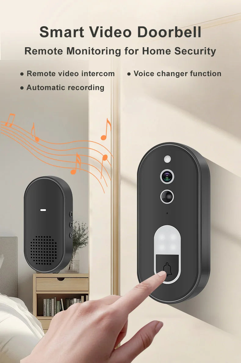 Tuya 1080P HD Wireless WiFi Video Doorbell Smart Home Security Camera Two Way Audio Night Vision Motion Detection IP65Waterproof