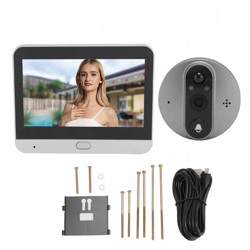3MP Tuya Smart Life WiFi Peephole Door Camera 1080P Digital Viewer Doorbell 5000mAh Battery PIR Motion Detection IR Night Vision