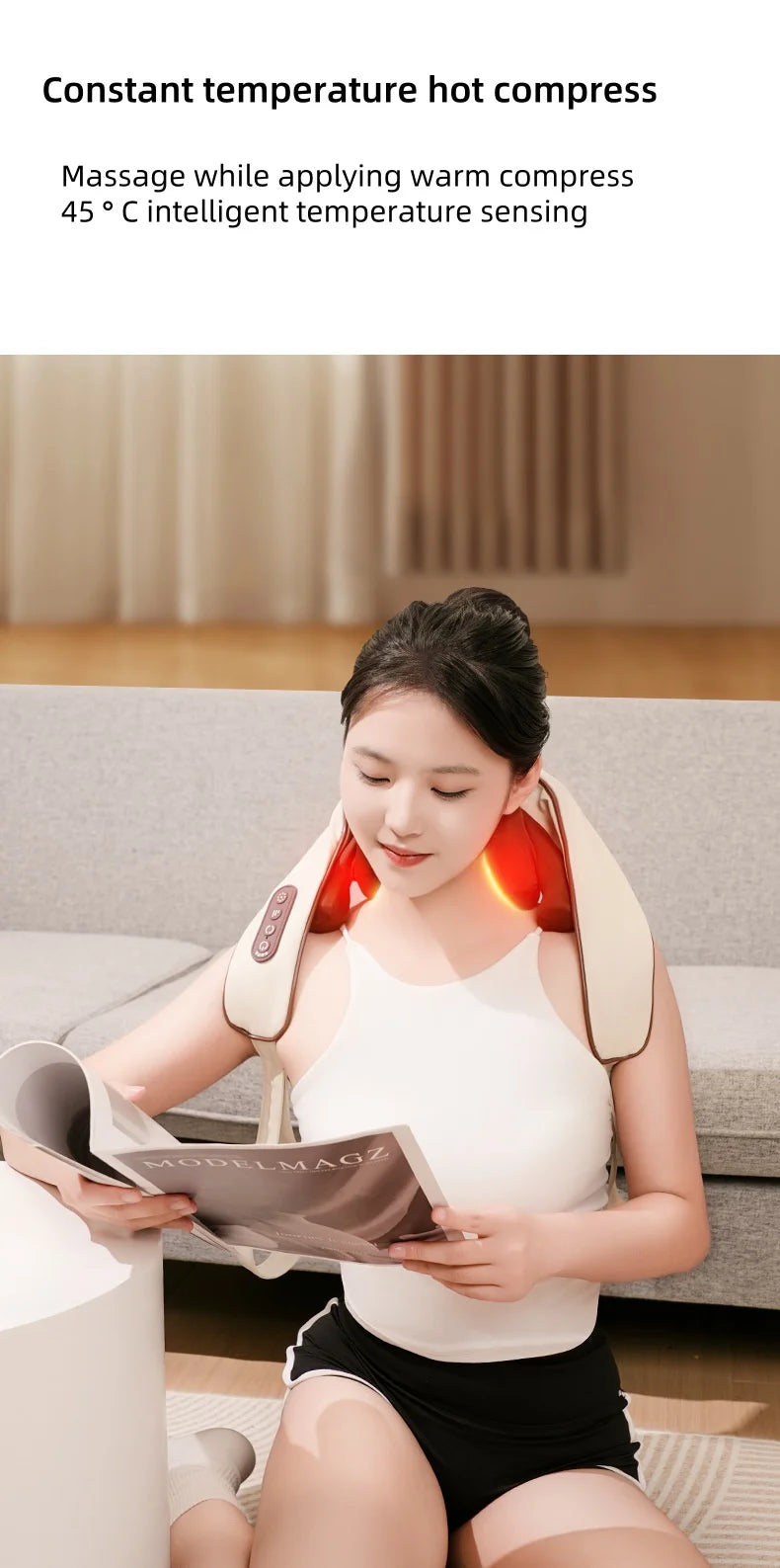 Electric Neck and Shoulder Massager with Heat for Deep Tissue Relief Massage Chairs Tidesmit