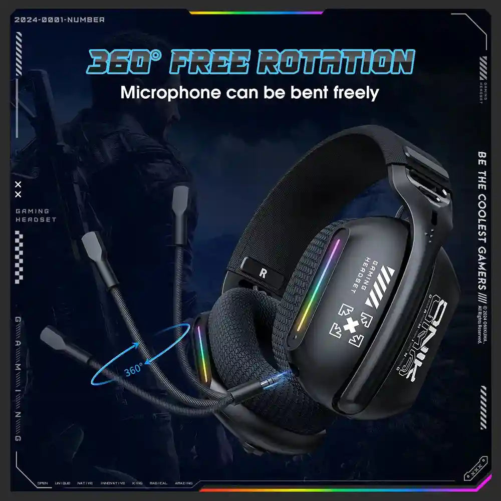Tidesmit GT808 Wireless Gaming Headphones - Low Latency Over-Ear Black Tidesmit