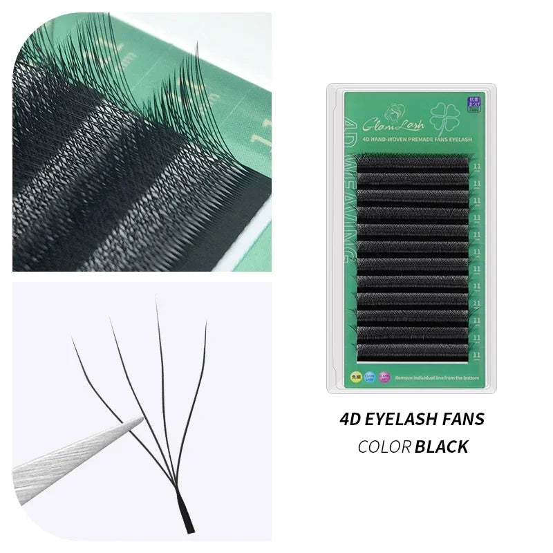 GLAMLASH 4D5D W Shaped Eyelash Extension Premade Volume Fans W Style Lashes Faux Mink Soft Easy Faning Natural Lashes False Eyelashes 4D W Black Tidesmit