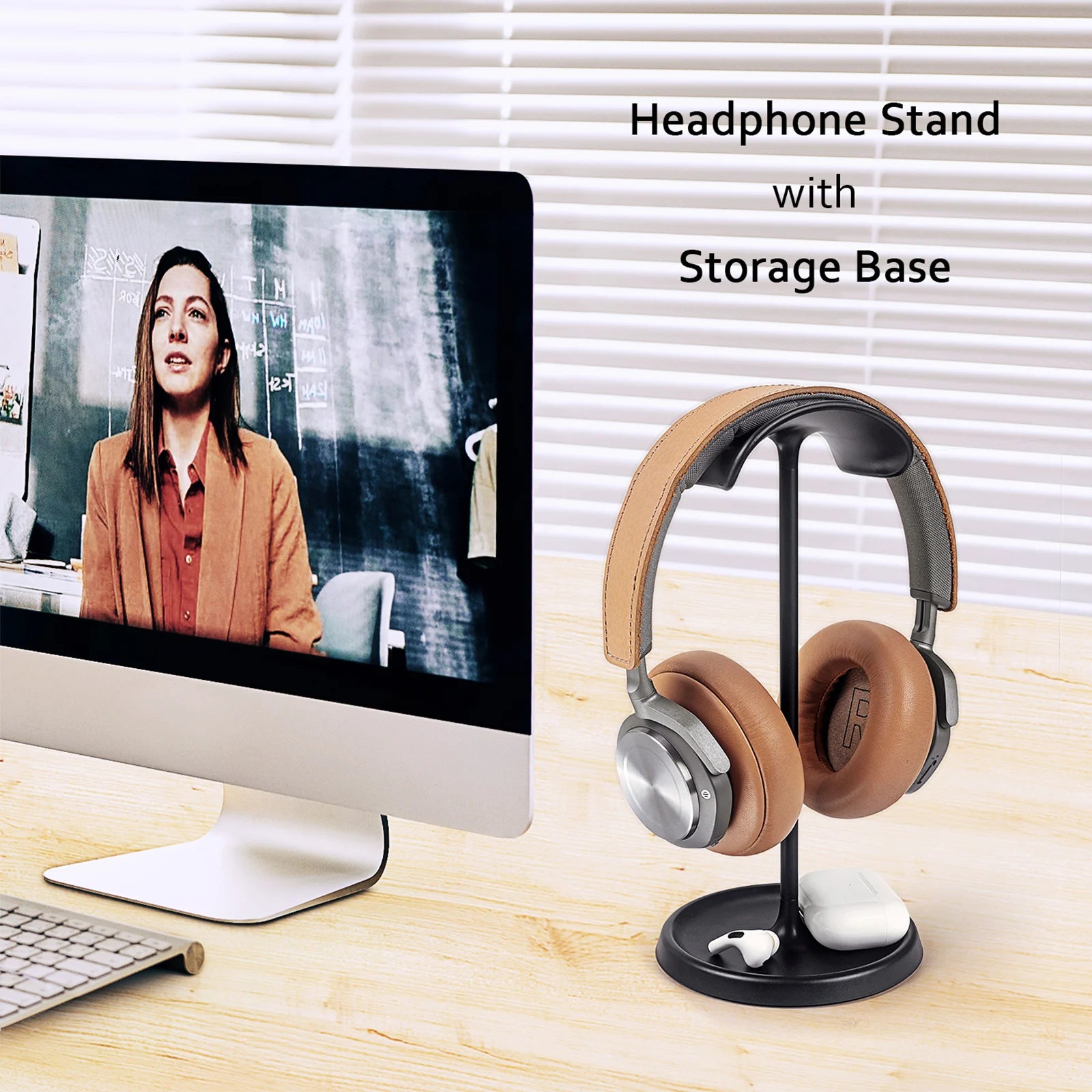 Curved Headphone Stand & Storage Tray for Over-Ear Headphones Tidesmit
