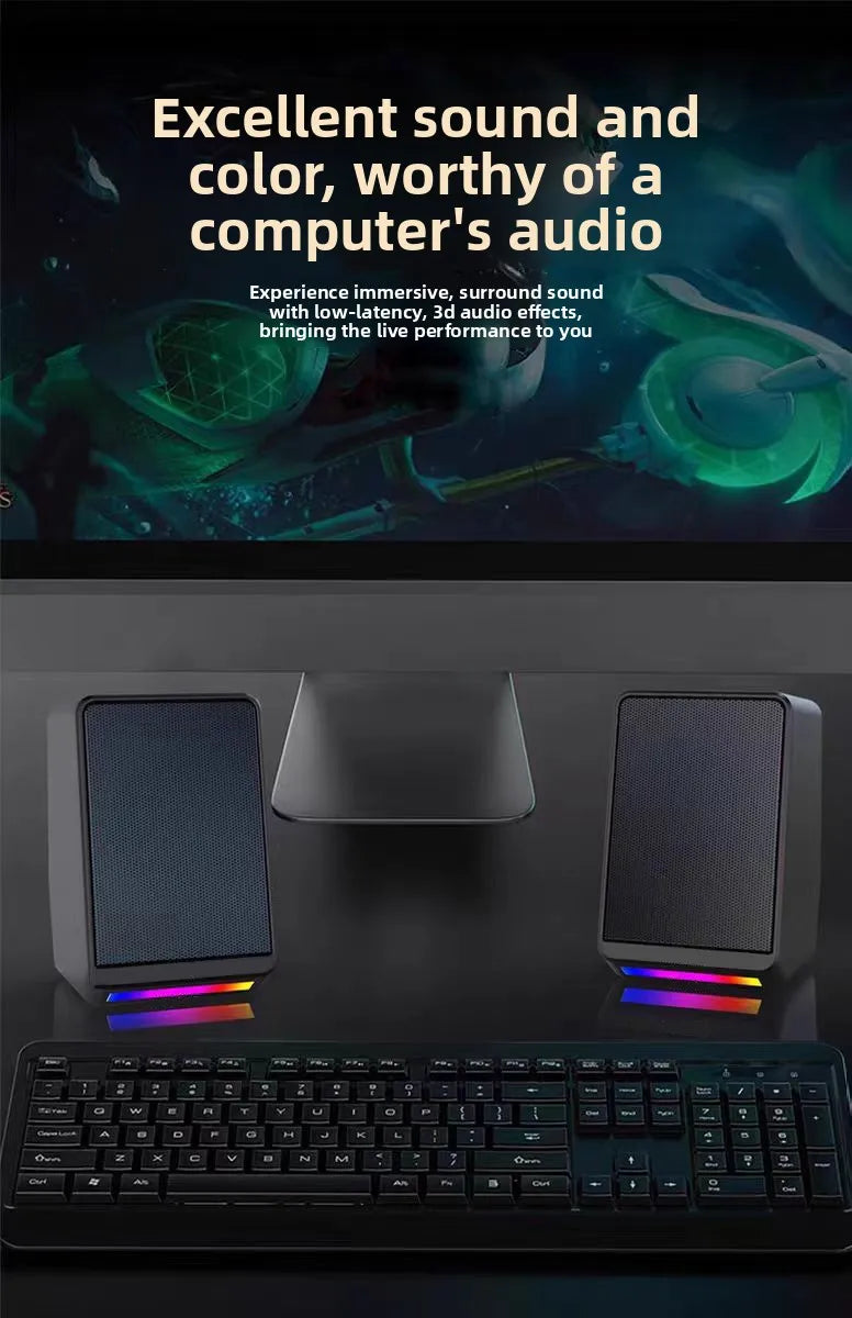USB Gaming Speakers for Desktop PC and Laptop with RGB LED - Tidesmit Tidesmit
