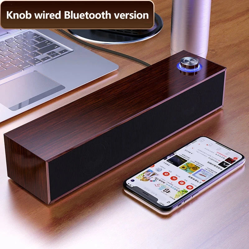 Wooden Computer Speaker with Subwoofer Bass - HiFi Audio System bluetooth Tidesmit
