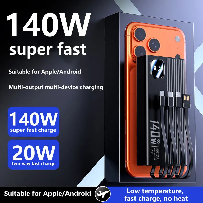 Tidesmit 200000mAh Portable Power Bank - Fast Charging USB-C Travel Battery Tidesmit