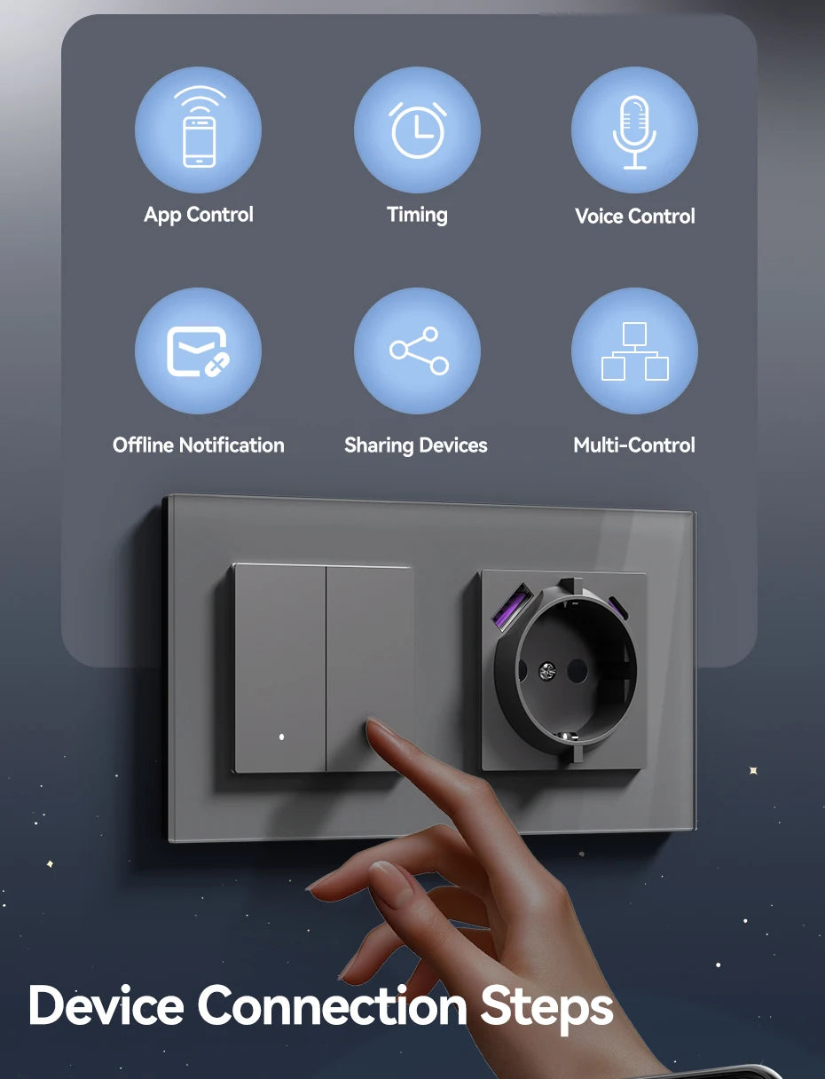 Zigbee Smart Light Switch with USB-C Port - EU Standard | Tidesmit Tidesmit
