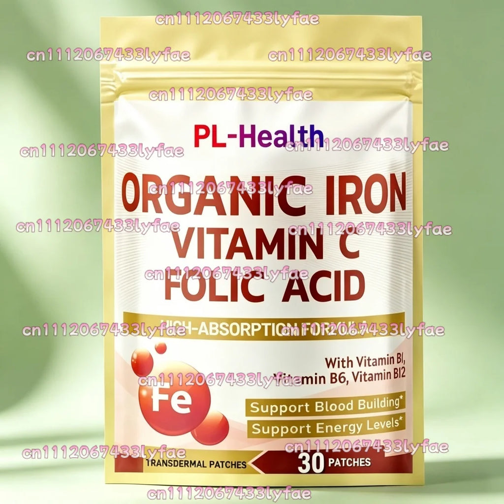 30 Patches Iron Transdermal Patches with Vitamin C, Folic Acid Vitamin B6, Vitamin B12 - Support Blood Building