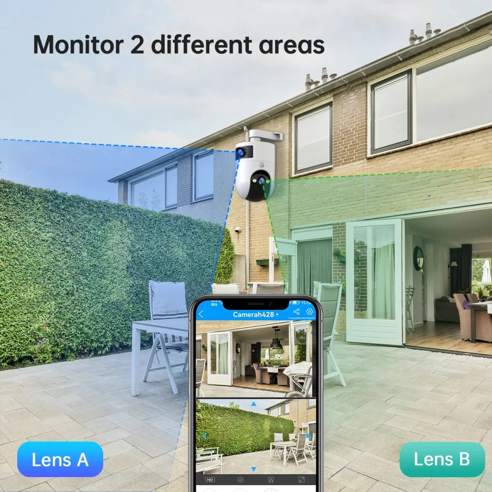 Jooan 4K 8MP Dual Lens Dual Screen IP Camera Wifi Outdoor PTZ Cameras Auto Tracking CCTV Camera Audio Video Indoor Surveillance