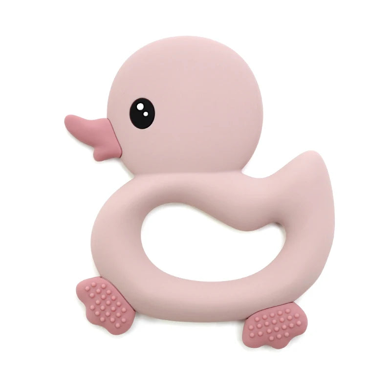 2025 Baby Duck Shape Teether Cartoon Swimming Duck Silicone Teether Baby Toy Teething Accessories