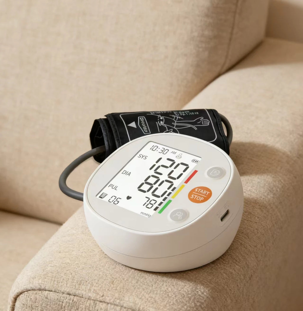 One Click Measure Round Arm Blood Pressure Monitor Automatic Backlight High Accurate Electronic BP Measuring Machine Home