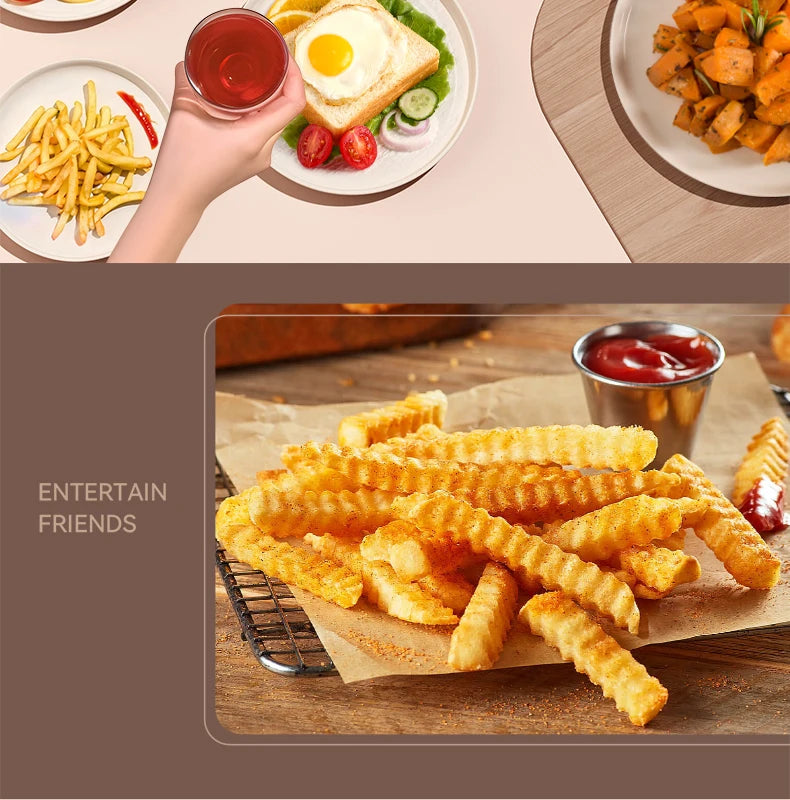 220V Air Fryer Household New Intelligent Large Capacity Visual Non Flip Oil Free Multifunctional Electric Oven Machine
