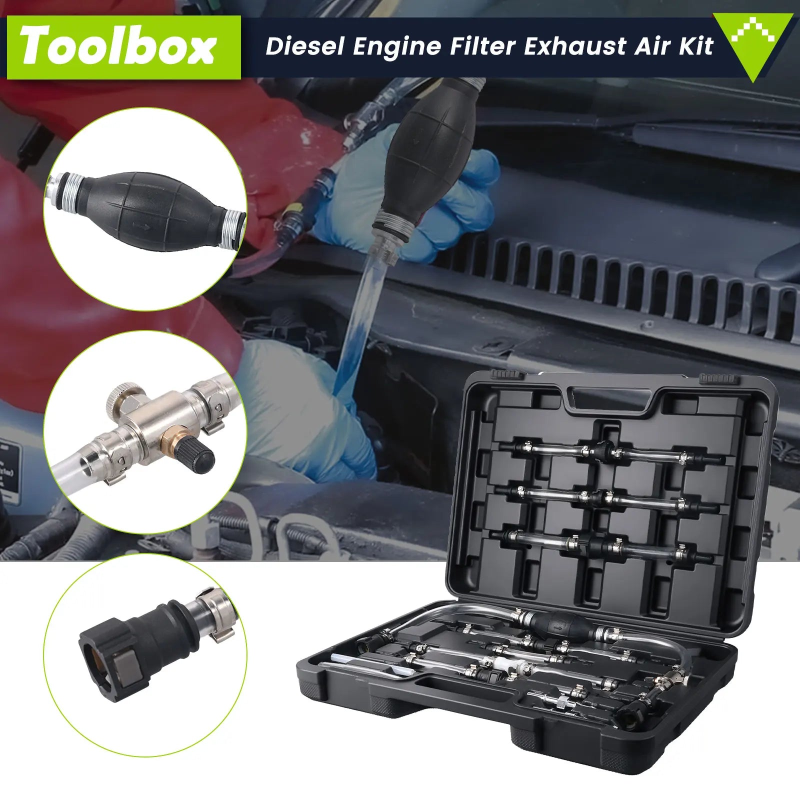 Podofo 12Pcs Diesel Engine Filter And Air Exhaust Tool For Venting The Low Pressure Side Of Diesel Fuel Systems, Changing Diesel Filters for Land Rover, Ford, Citroen Auto Air Bleed Kit Professional Repair Kit