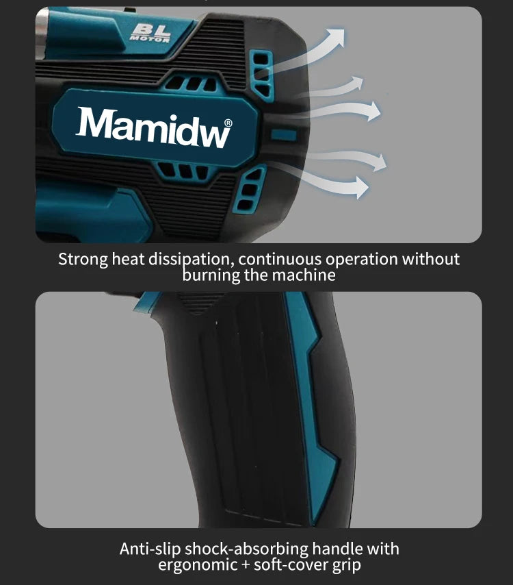Mamidw 18V Brushless Cordless Drill, 2 Speed Adjustable Handheld Power Drill, Multi Torque Setting Electric Drill for Wood Metal Screwdriving & Drilling, Compatible with Makita 18V Battery PIN.