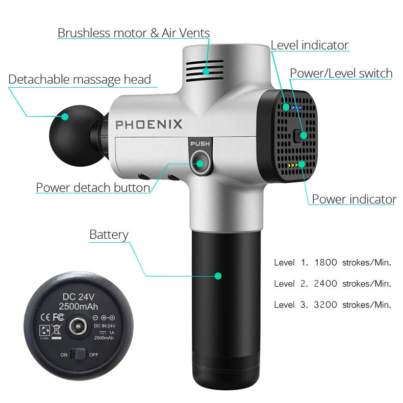 Deep Tissue Massage Gun for Muscle Recovery, 6 Heads - Tidesmit Body Shaping Massage Equipment Tidesmit