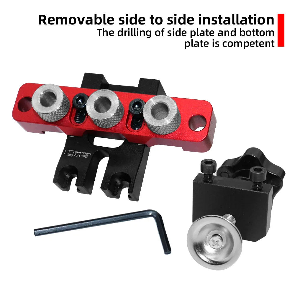 3 In 1 Universal Dowel & Pocket Hole Jig Adjustable Wood Hole Drilling Guide Locator Woodworking Cam Doweling Kit Tool