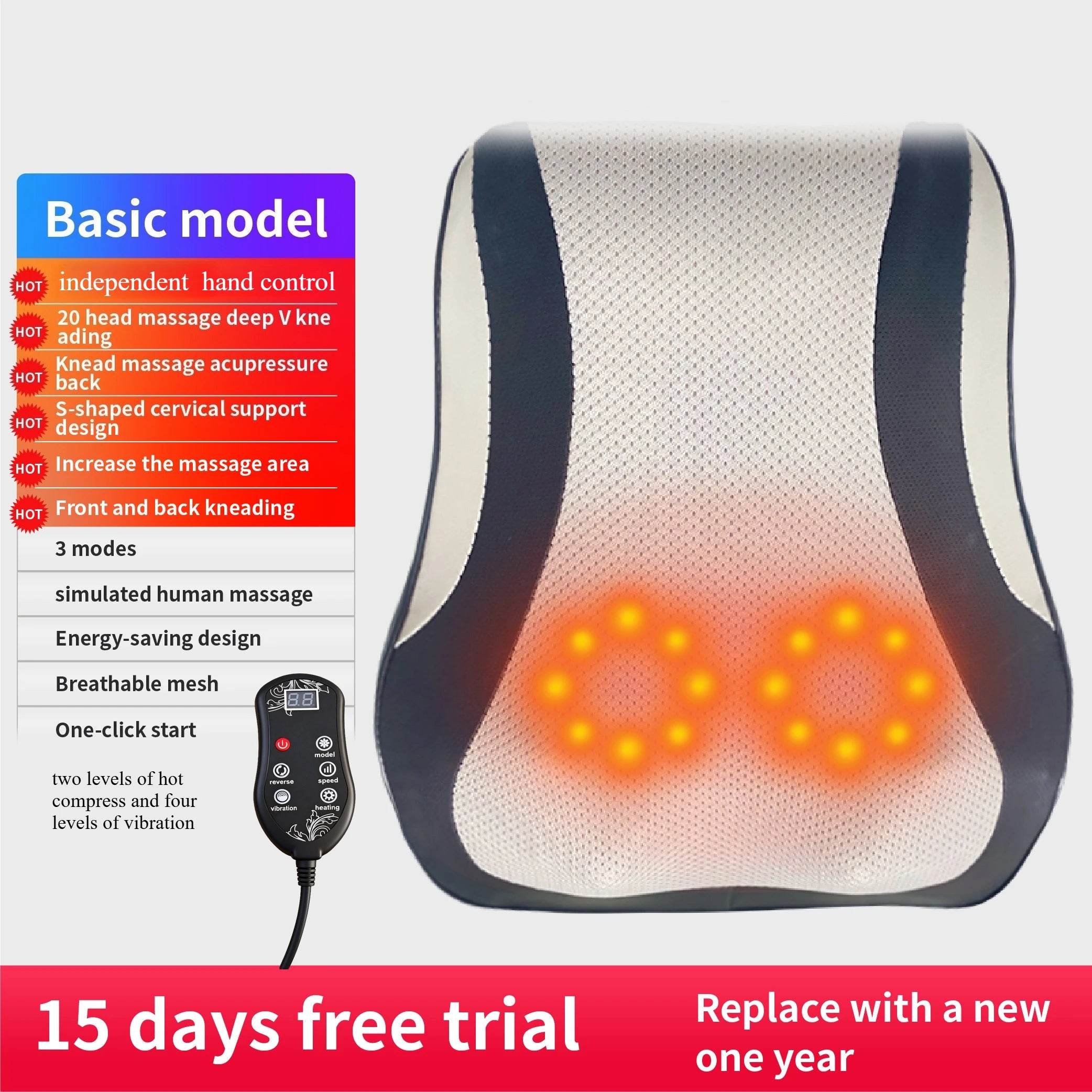 Electric Cervical Pillow with Heated Airbag for Neck Relaxation Relaxation Treatment Basic Grey Tidesmit