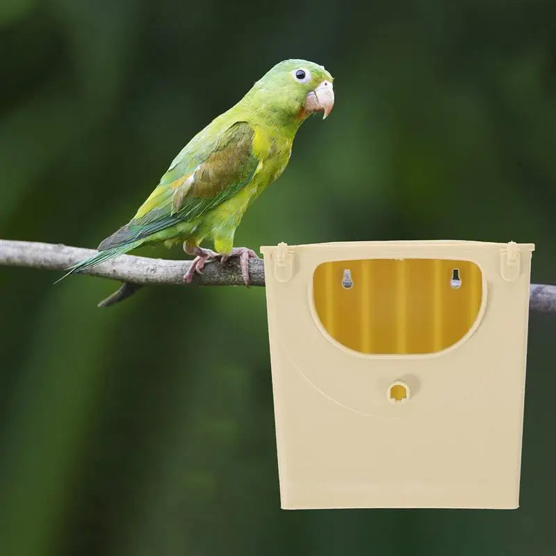 4-pack beige plastic bird breeding box for lovebirds, perfect for incubation and hanging in pet cages or balconies.