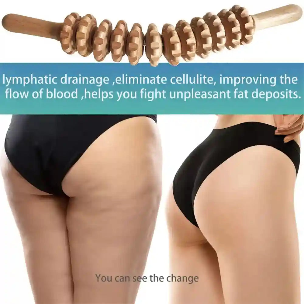 Wooden Massage Roller for Cellulite Reduction - 12 Round Model Massage Roller Tidesmit