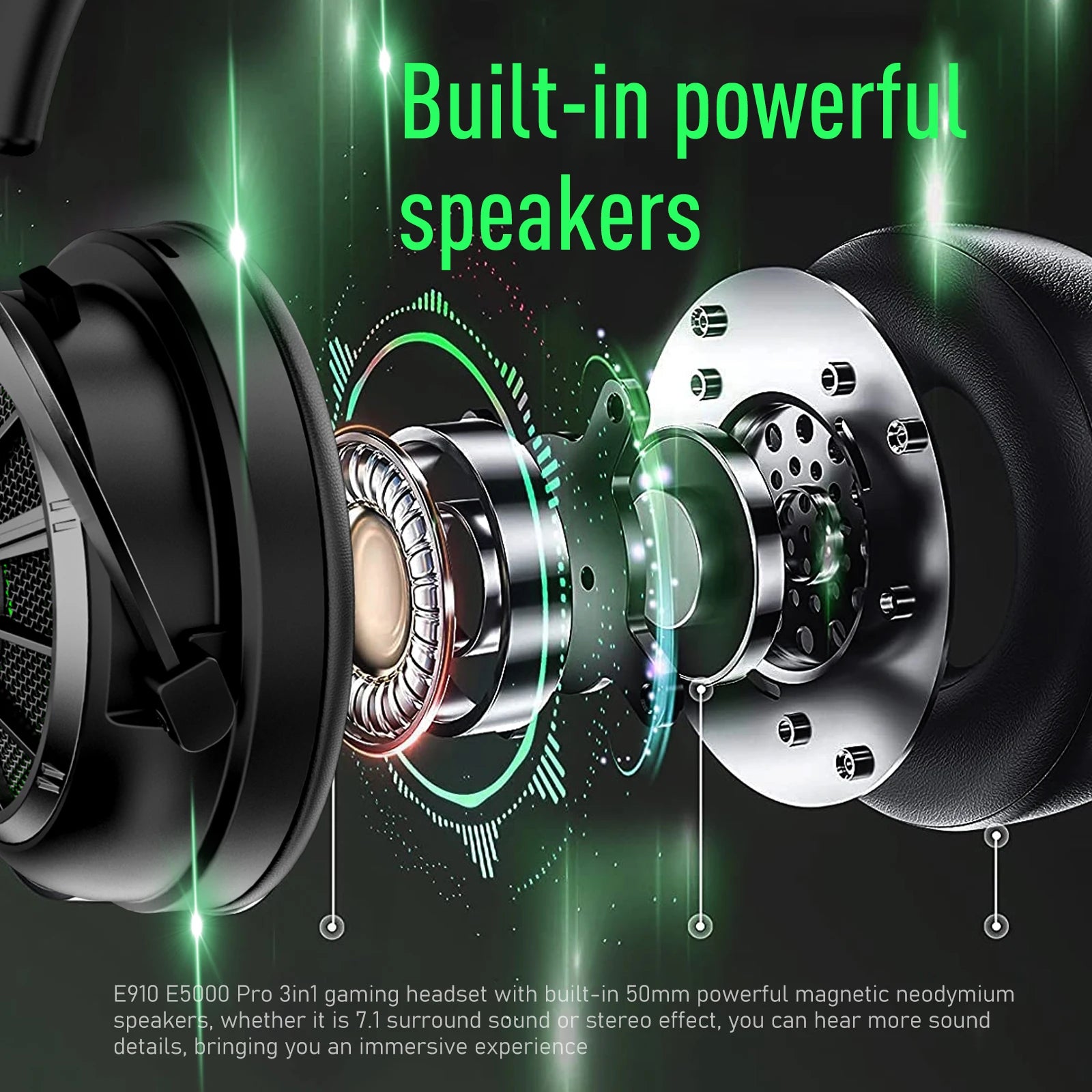 7.1 Surround Sound Gaming Headphones with ENC Mic - E5000 Pro Tidesmit