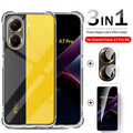 3-in-1 set for Poco X7 Pro 5G: clear silicone case, camera lens film, and front screen protector glass.