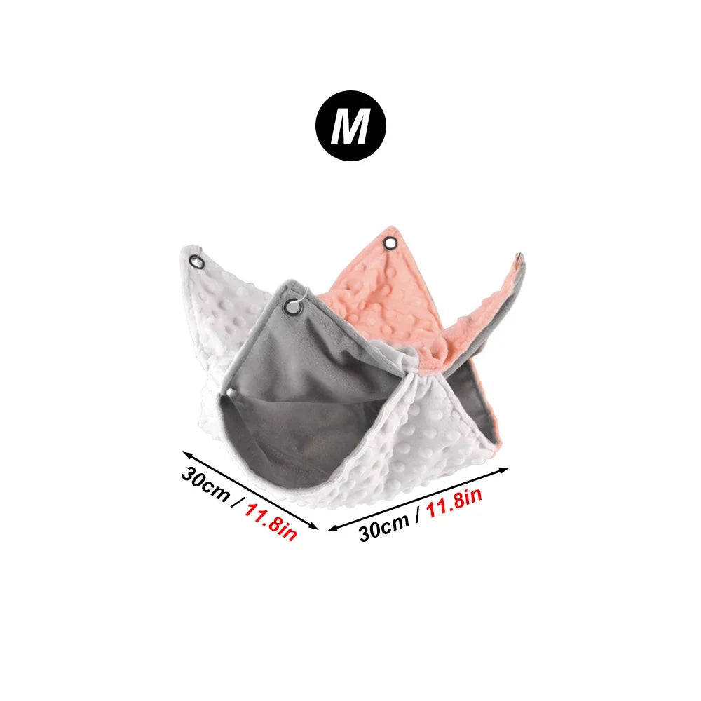 Warm, double-thickened pet hammock for guinea pigs and squirrels. Soft contrast plush cage bed, 30cm size for cozy naps.