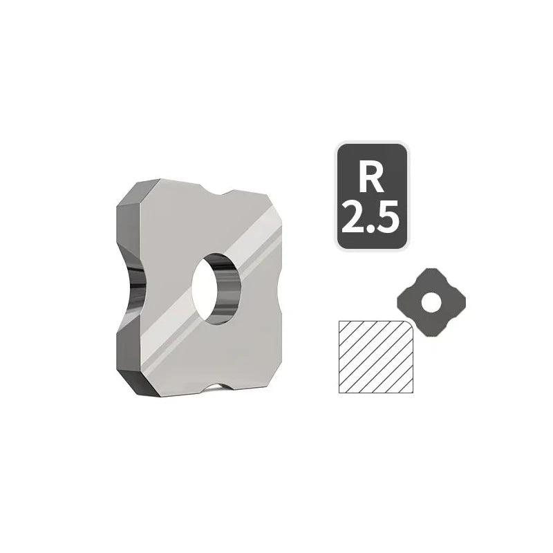 R2.5 edge trimming knife corner blade, gray metal insert with round hole