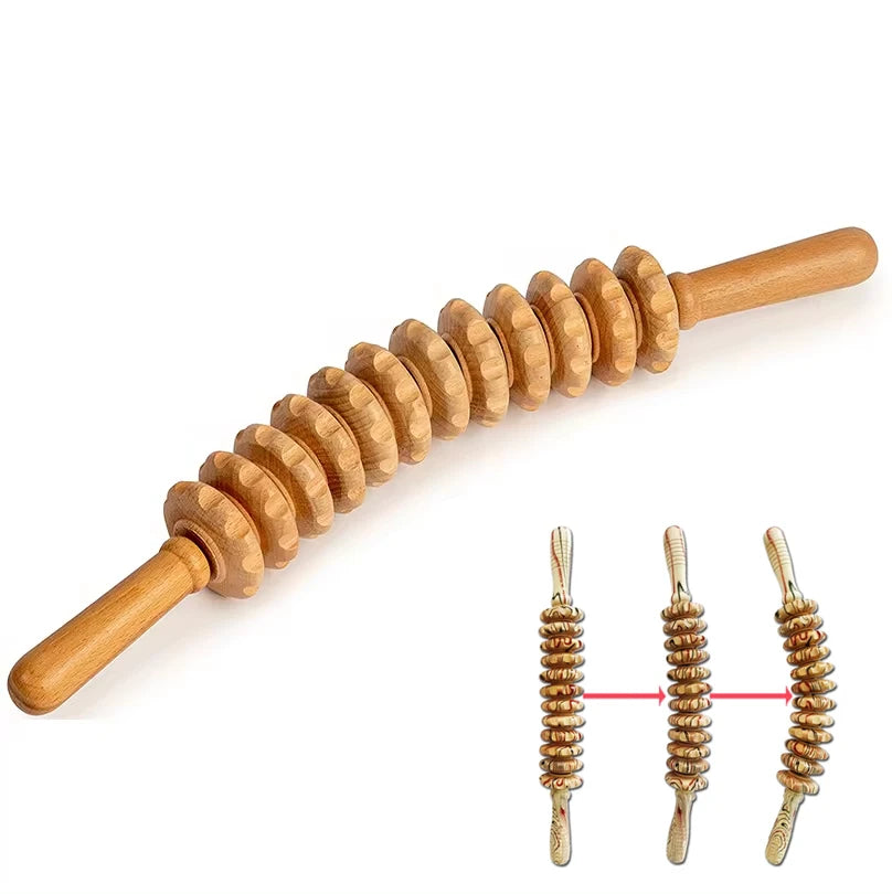 Wooden Back Massage Roller Stick - 12 Gear Deep Tissue Tool Back Massage Instrument Tidesmit