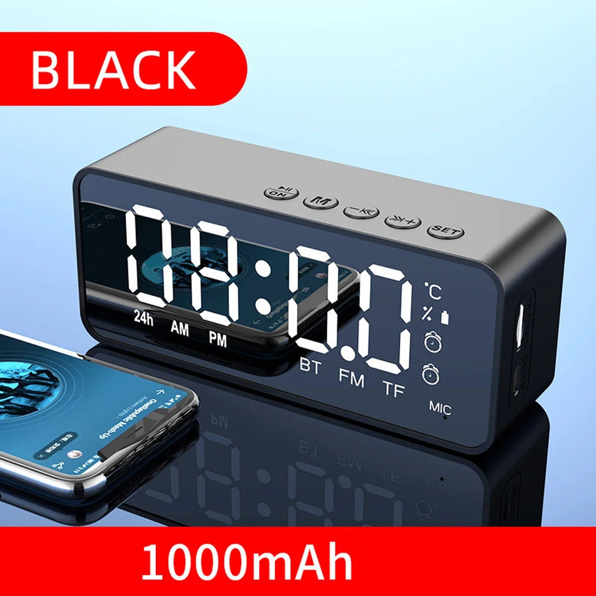 Wireless Bluetooth Speaker Alarm Clock Portable Radio FM Subwoofer Sound Box Music Mini Lamp Woofers Caixa De Som Coluna Bocina