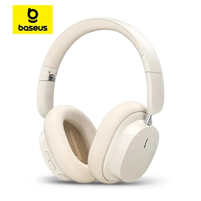 Baseus Bowie D05 Wireless Headphone Bluetooth 5.3 Earphone HIFI Level Headset 40mm Driver Foldable Over Ear Headphone 70H Time White Tidesmit
