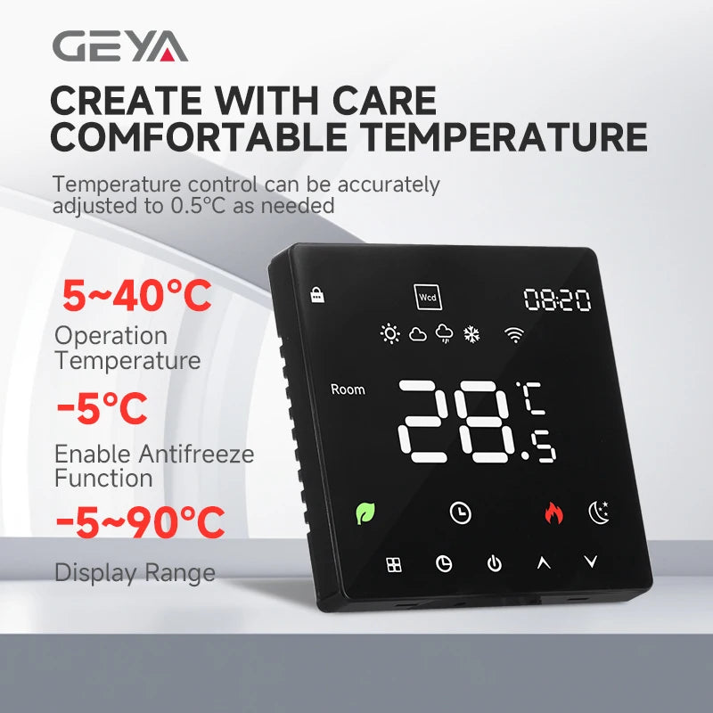 GEYA Tuya Smart WiFi Electric Floor Heating Thermostat With Linkage Water Floor Heating Gas Boiler Wall-mounted Stove Thermostat