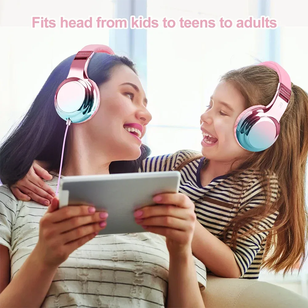 Kids Headphones Wired for School 85/94dB Volume Limiter Foldable Stereo Sound Headset with Mic for Kids Girls Learning Tablet PC Tidesmit