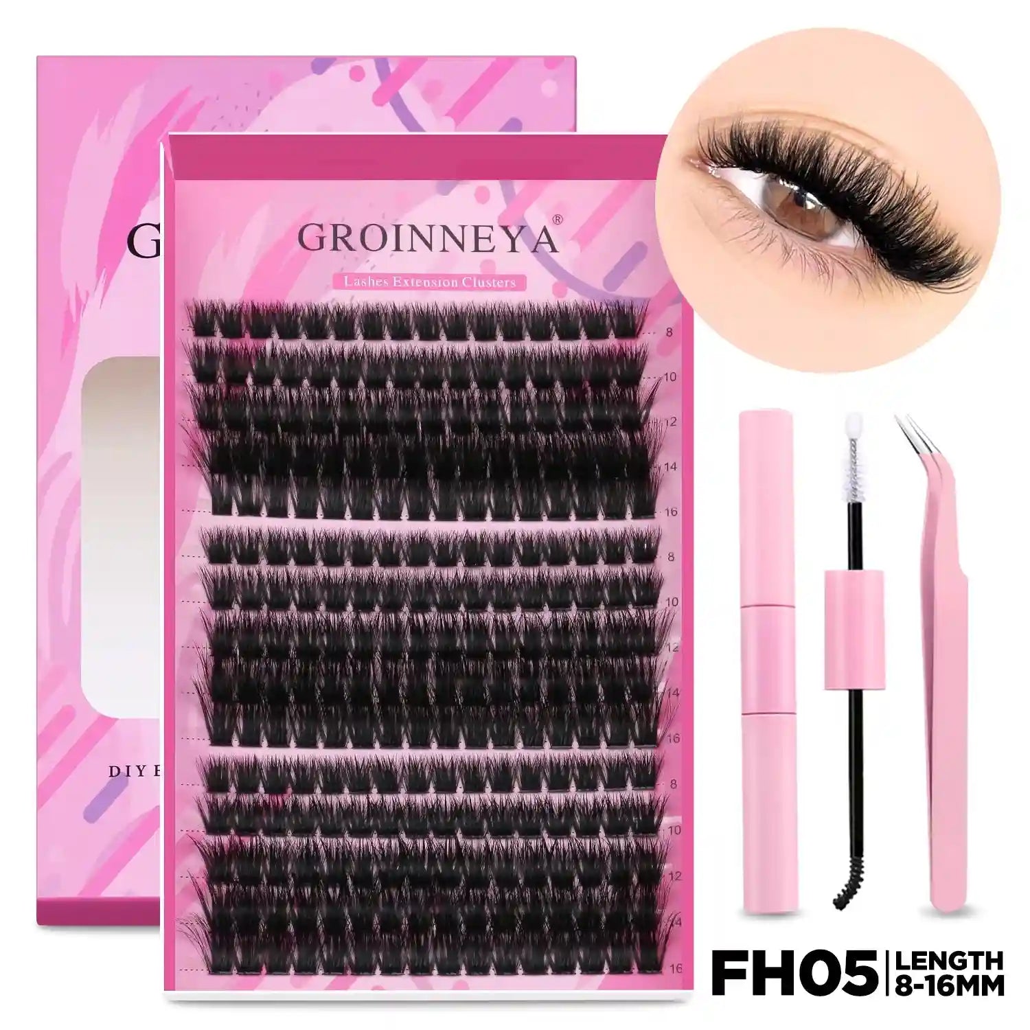 DIY Lash Extension Kit with Bond and Seal - Pro Cluster Set Lip Care Lash Set-FH05 Tidesmit