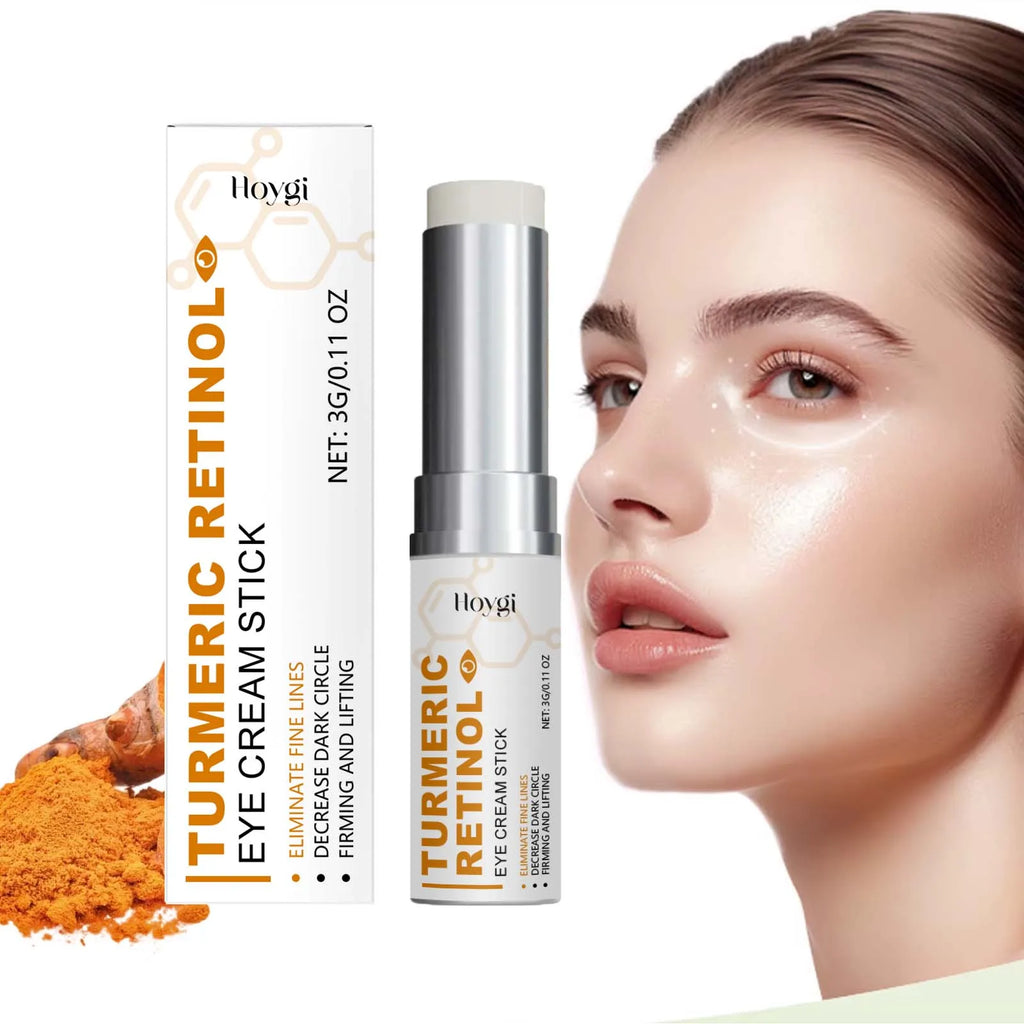 Turmeric Retinol Eye Cream Stick Anti Puffiness Dark Circle Removal Eye Bag Stick Fade Fine Line Brighten Moisturizing Skin Care