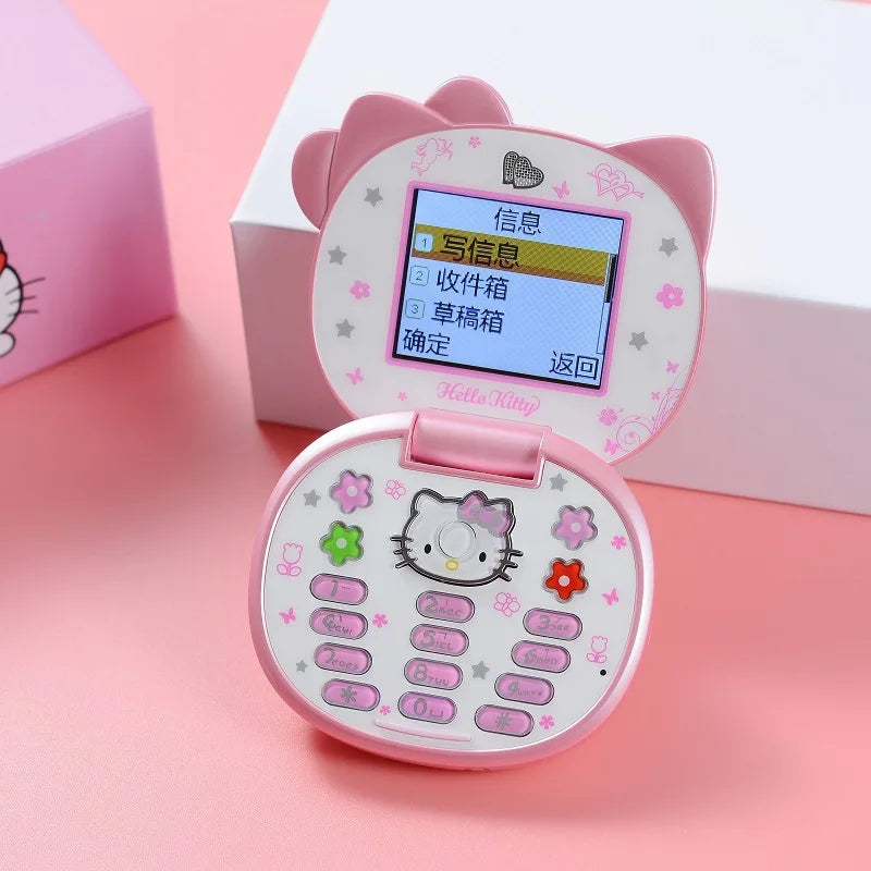 2024 Sanrio Hello Kitty Flip Phone Kawaii K688 Cartoon Taiml Cute Mini Phone Birthday Fashion Gift Toys Christmas For Anime Fans