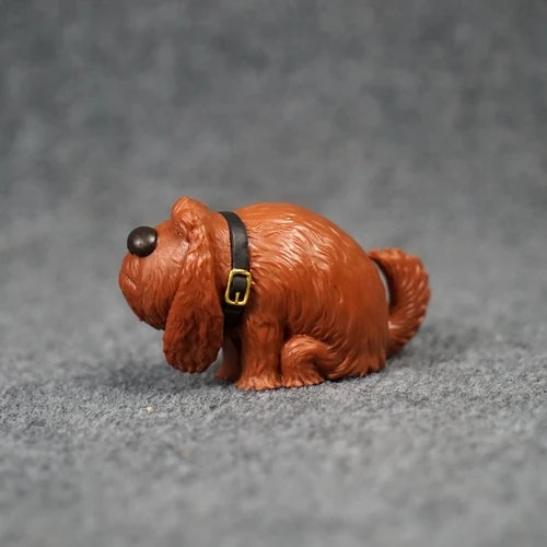 Cute brown cartoon dog figurine with collar, perfect as a collectible toy, pet gift, or desk decoration.
