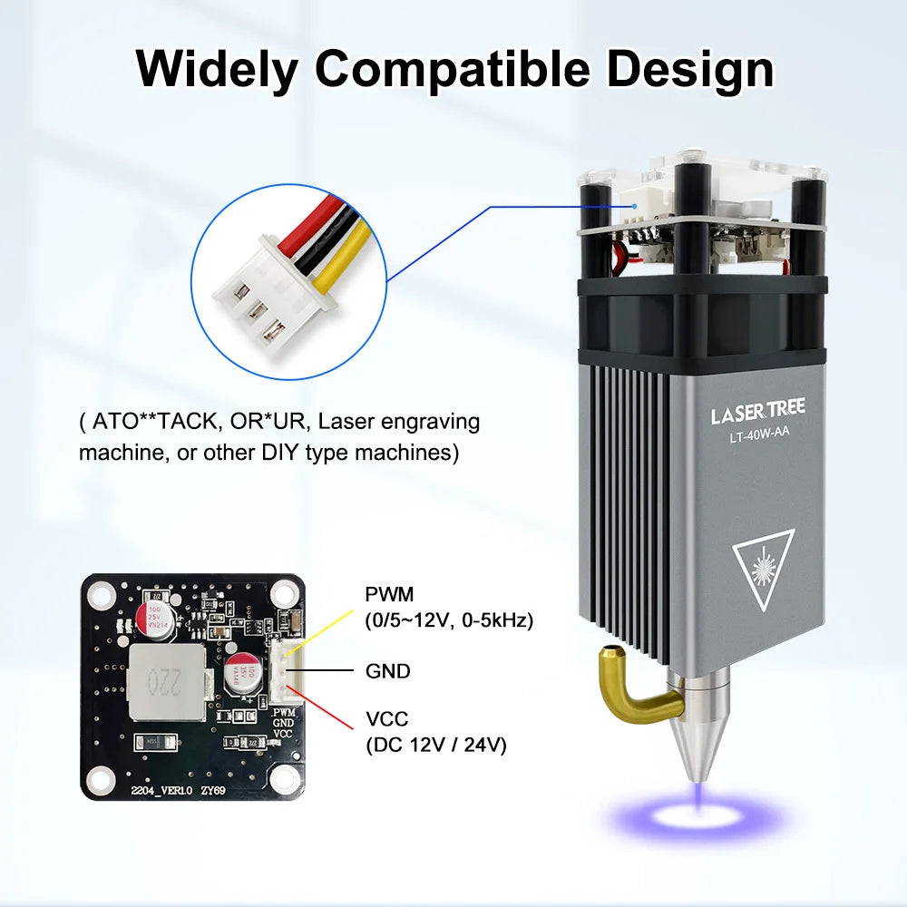 LASER TREE 20w 40W 80W Laser Module 450nm Laser Head Blue Laser for Cnc Laser Engraving Cutting Machine WoodWorking DIY Tools