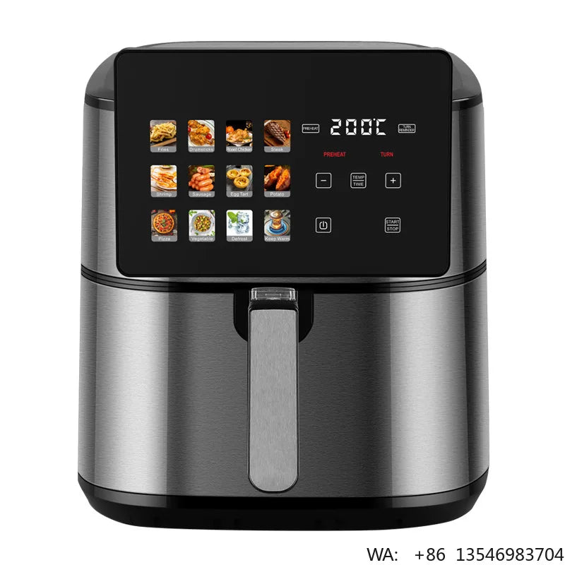 Smart Electric Air Fryer Household Multifunctional Automatic Potato Chip Machine 8L Stainless Steel Interior With Window