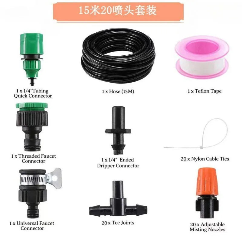 Adjustable Water Atomization Kit – A Cooling Marvel for Farms, Summer Outdoor Low-Pressure Garden Sprinkler, and Automatic Plant