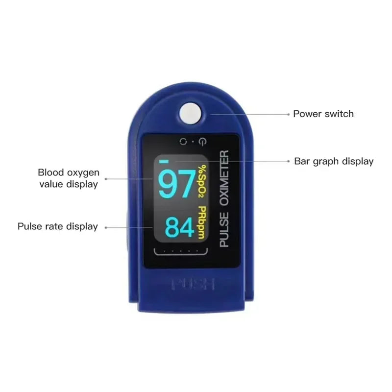 Finger Oximeter Digital Fingertip Pulse Oximeter Blood Oxygen Saturation Meter Finger SPO2 PR Heart Rate Monitor Health Care