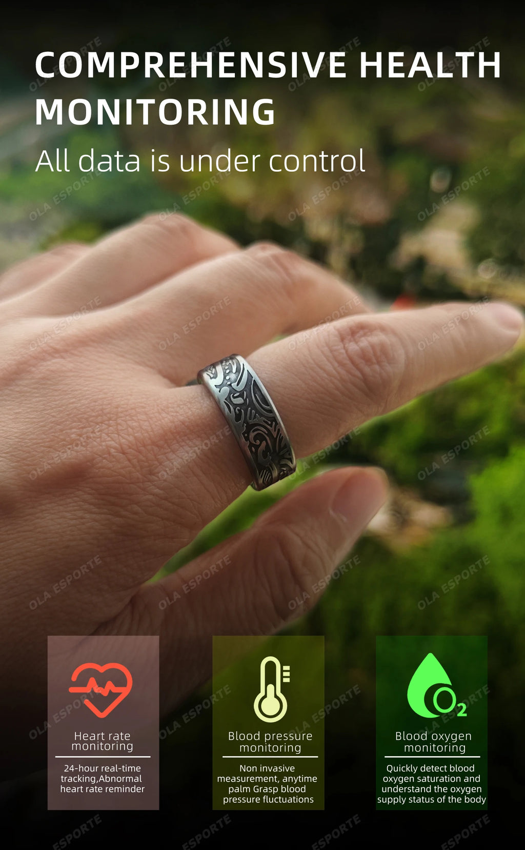 Smart Health Ring Fitness Tracker - Waterproof Biometric Monitor Tidesmit