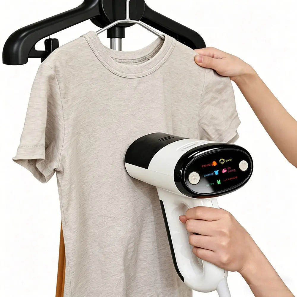 Tidesmit handheld steam iron featuring intelligent handle sensor and powerful vacuum suction for garment ironing