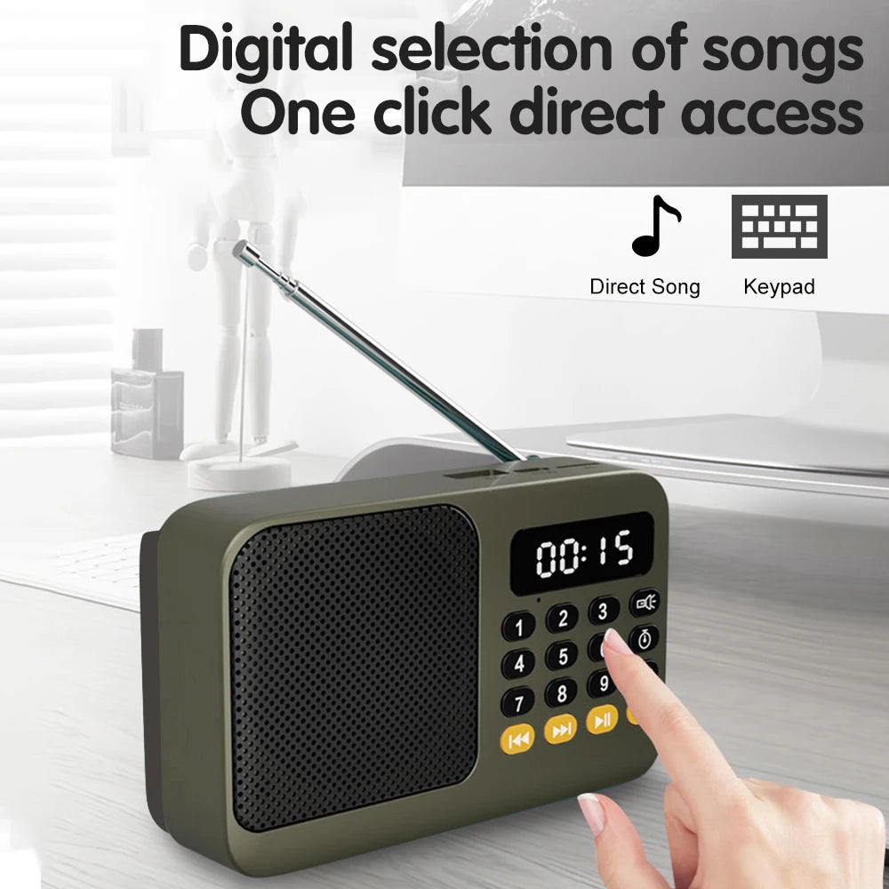 Bluetooth 5.0 FM Radio Portable Speaker with LED Light Support Recording TF Card USB Play Wireless Speaker Radio FM Receiver