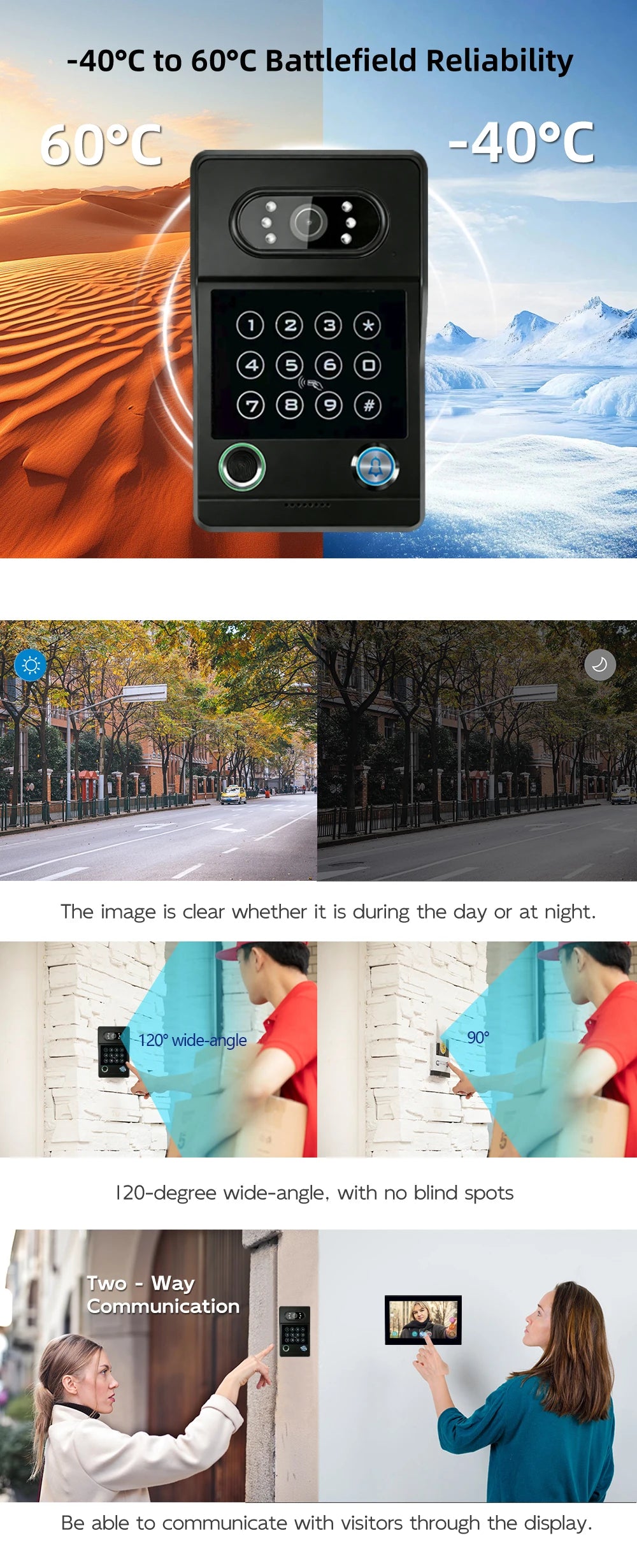 Tuya 7-inch smart video intercom doorbell system, with ID card and Wi-Fi connectivity, suitable for video intercom devices home