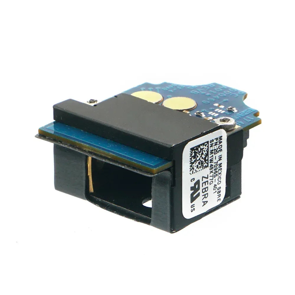 Zebra barcode scan engine module with blue PCB and black scan window