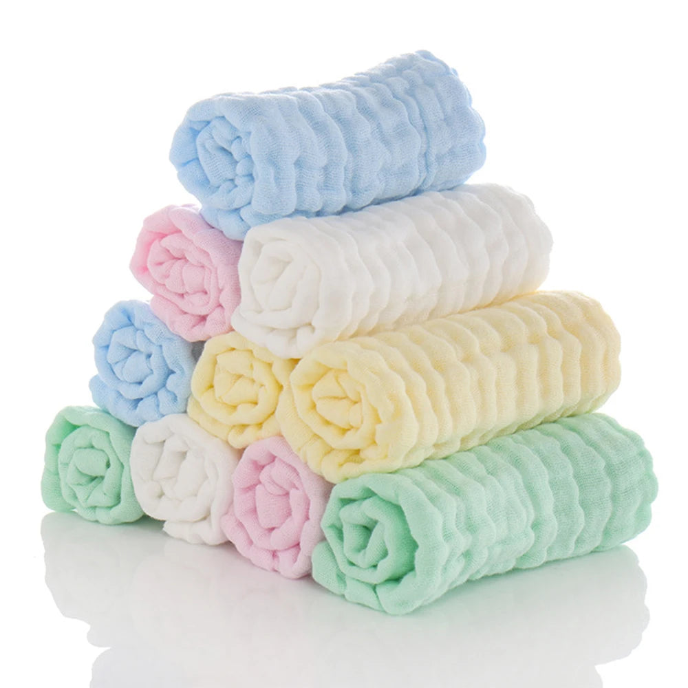 Happyflute 30*30CM 6Layer Soft Gauze Baby Cotton Plain Color Face Towel Children's Square Handkerchief Saliva Towel
