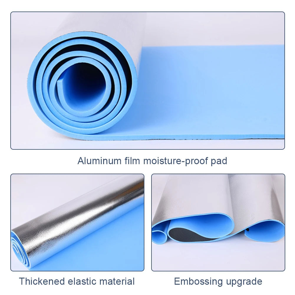 Waterproof Yoga Mat Moisture-proof Yoga Mat Thickened Aluminum Membrane Exercise Mat  for Yoga Pilates Fitness with Bandage