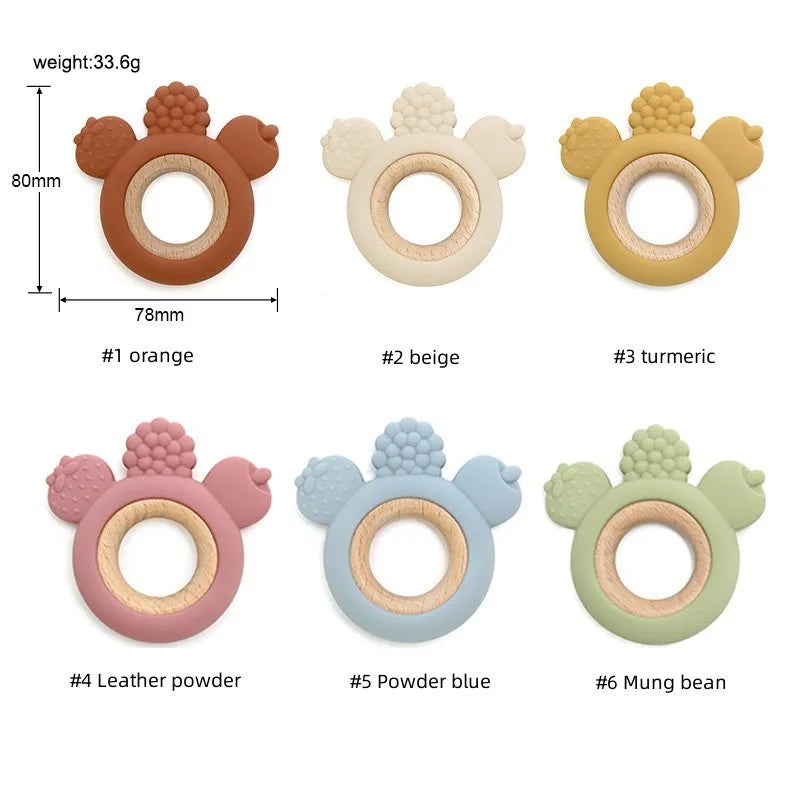 1Pcs Food Grade Baby Silicone Teether Toy Cartoon Car Nursing Teething Ring BPA Free Newborn Health Molar Chewing Accessorie Toy